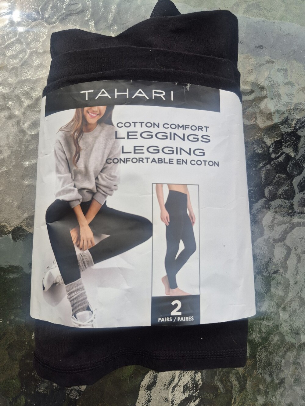 Tahari Black Cotton Comfort Leggings - 2 Pack